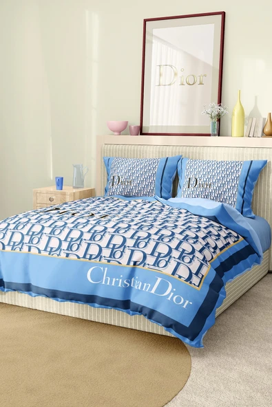 Marka Nevresim Takımı Çift Kişilik Pamuklu Saten Kumaş 6 Parça 3D Dijital Baskı Duvet Cover Set Model No:40