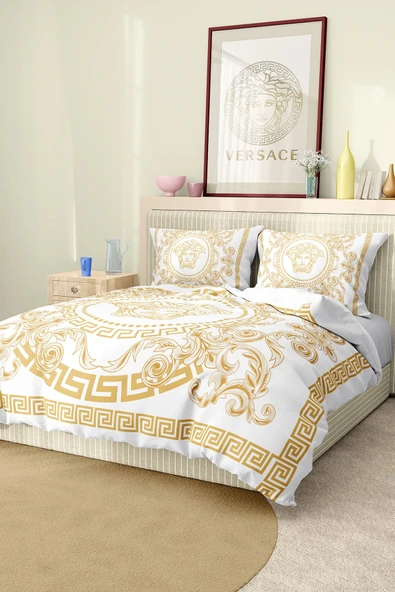Nevresim Takımı Çift Kişilik Pamuklu Saten Kumaş 6 Parça 3D Dijital Baskı Duvet Cover Set Model No:113