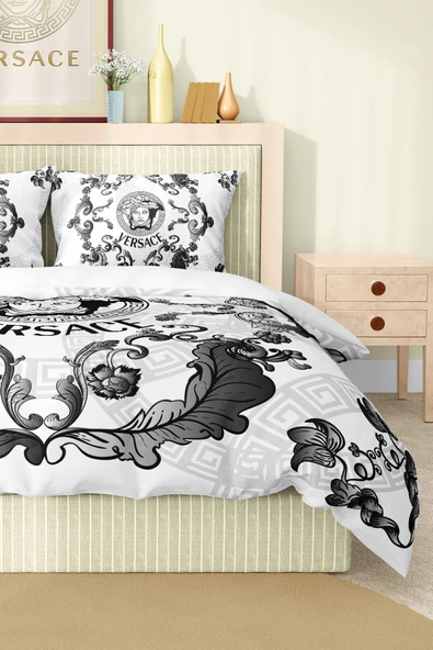 Marka Nevresim Takımı Çift Kişilik Pamuklu Saten Kumaş 6 Parça 3D Dijital Baskı Duvet Cover Set Model No:112 - 3