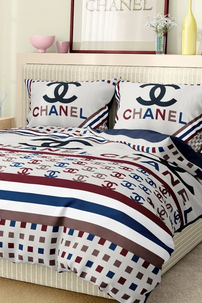 Marka Nevresim Takımı Çift Kişilik Pamuklu Saten Kumaş 6 Parça 3D Dijital Baskı Duvet Cover Set Model No:21 - 4