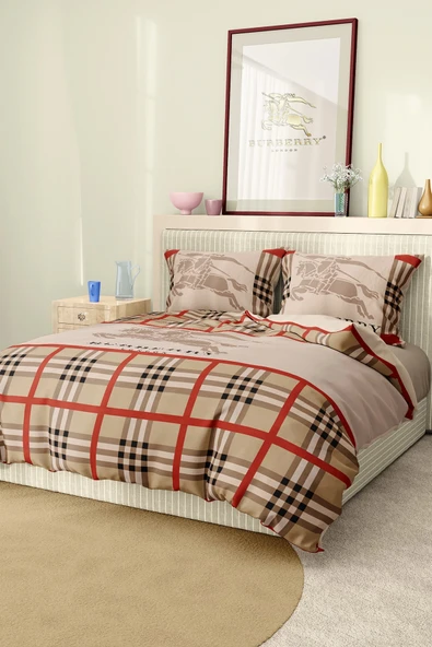 Marka Nevresim Takımı Çift Kişilik Pamuklu Saten Kumaş 6 Parça 3D Dijital Baskı Duvet Cover Set Model No:13