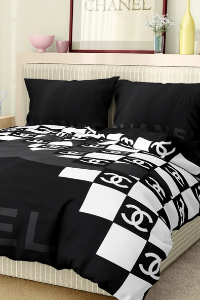 Marka Nevresim Takımı Çift Kişilik Pamuklu Saten Kumaş 6 Parça 3D Dijital Baskı Duvet Cover Set Model No:39 - 6