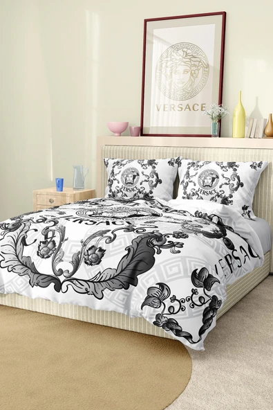 Marka Nevresim Takımı Çift Kişilik Pamuklu Saten Kumaş 6 Parça 3D Dijital Baskı Duvet Cover Set Model No:112