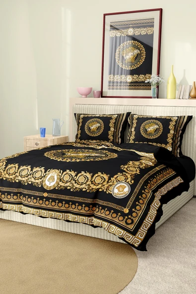 Nevresim Takımı Çift Kişilik Pamuklu Saten Kumaş 6 Parça 3D Dijital Baskı Duvet Cover Set Model No:108