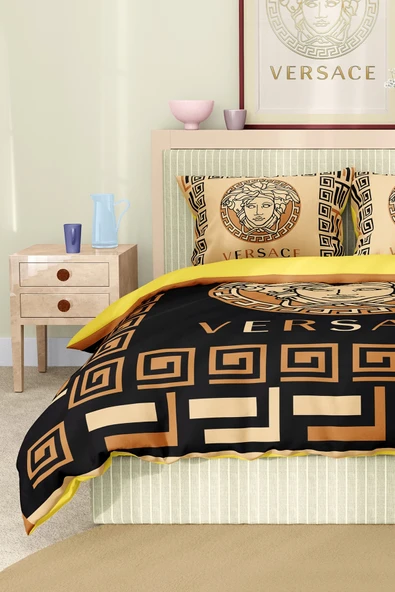 Marka Nevresim Takımı Çift Kişilik Pamuklu Saten Kumaş 6 Parça 3D Dijital Baskı Duvet Cover Set Model No:100 - 3