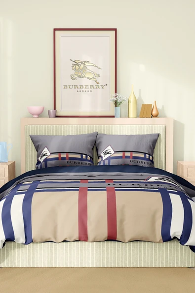 Marka Nevresim Takımı Çift Kişilik Pamuklu Saten Kumaş 6 Parça 3D Dijital Baskı Duvet Cover Set Model No:10 - 2