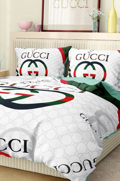 Marka Nevresim Takımı Çift Kişilik Pamuklu Saten Kumaş 6 Parça 3D Dijital Baskı Duvet Cover Set Model No:53 - 6