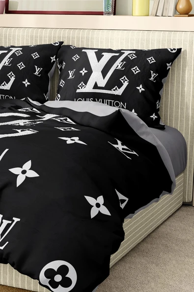 Nevresim Takımı Çift Kişilik Pamuklu Saten Kumaş 6 Parça 3D Dijital Baskı Duvet Cover Set Model No:71 - 3