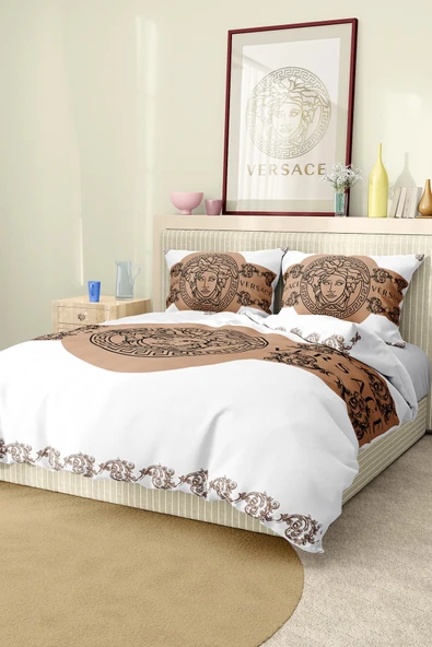 Marka Nevresim Takımı Çift Kişilik Pamuklu Saten Kumaş 6 Parça 3D Dijital Baskı Duvet Cover Set Model No:120