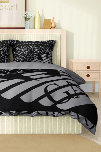 Nevresim Takımı Çift Kişilik Pamuklu Saten Kumaş 6 Parça 3D Dijital Baskı Duvet Cover Set Model No:3 - 5
