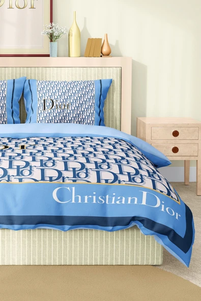 Marka Nevresim Takımı Çift Kişilik Pamuklu Saten Kumaş 6 Parça 3D Dijital Baskı Duvet Cover Set Model No:40 - 3