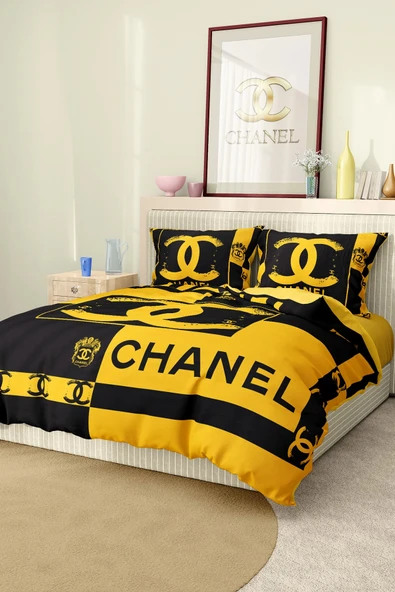 Marka Nevresim Takımı Çift Kişilik Pamuklu Saten Kumaş 6 Parça 3D Dijital Baskı Duvet Cover Set Model No:25