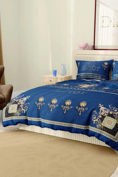 Marka Nevresim Takımı Çift Kişilik Pamuklu Saten Kumaş 6 Parça 3D Dijital Baskı Duvet Cover Set Model No:43 - 7