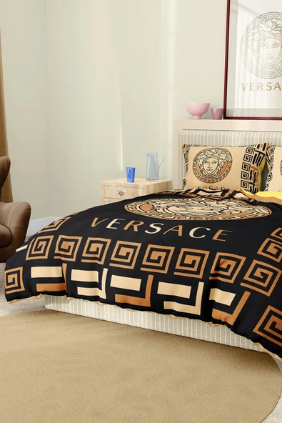 Marka Nevresim Takımı Çift Kişilik Pamuklu Saten Kumaş 6 Parça 3D Dijital Baskı Duvet Cover Set Model No:100 - 5