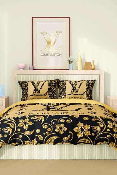 Marka Nevresim Takımı Çift Kişilik Pamuklu Saten Kumaş 6 Parça 3D Dijital Baskı Duvet Cover Set Model No:84 - 2