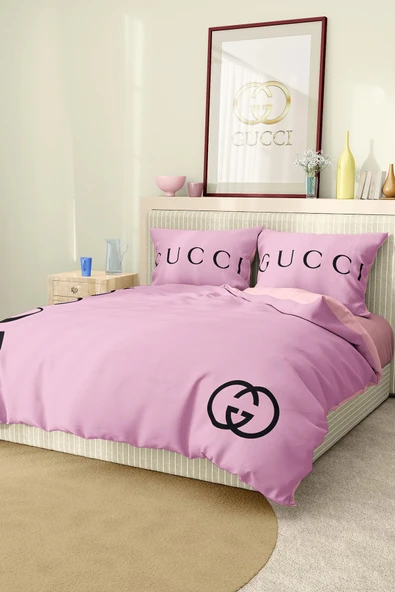 Nevresim Takımı Çift Kişilik Pamuklu Saten Kumaş 6 Parça 3D Dijital Baskı Duvet Cover Set Model No:50