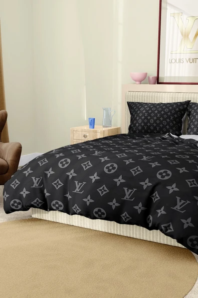 Nevresim Takımı Çift Kişilik Pamuklu Saten Kumaş 6 Parça 3D Dijital Baskı Duvet Cover Set Model No:72 - 7