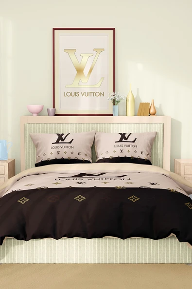 Nevresim Takımı Çift Kişilik Pamuklu Saten Kumaş 6 Parça 3D Dijital Baskı Duvet Cover Set Model No:75 - 2