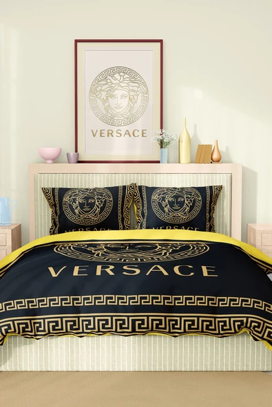 Marka Nevresim Takımı Çift Kişilik Pamuklu Saten Kumaş 6 Parça 3D Dijital Baskı Duvet Cover Set Model No:98 - 2