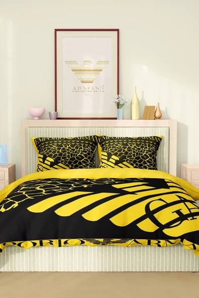 Marka Nevresim Takımı Çift Kişilik Pamuklu Saten Kumaş 6 Parça 3D Dijital Baskı Duvet Cover Set Model No:7 - 2