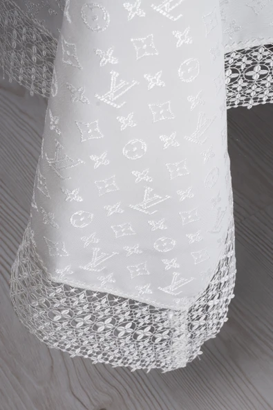 Louis Vuitton Masa Örtüsü 160*220 Cm "BRODE GÜPÜRLÜ" KDK İplik Özel Jakar Dokuma Dertsiz Leke Tutmaz Özel Kutulu - 6
