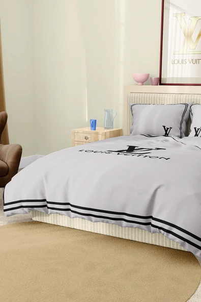 Marka Nevresim Takımı Çift Kişilik Pamuklu Saten Kumaş 6 Parça 3D Dijital Baskı Duvet Cover Set Model No:70 - 7