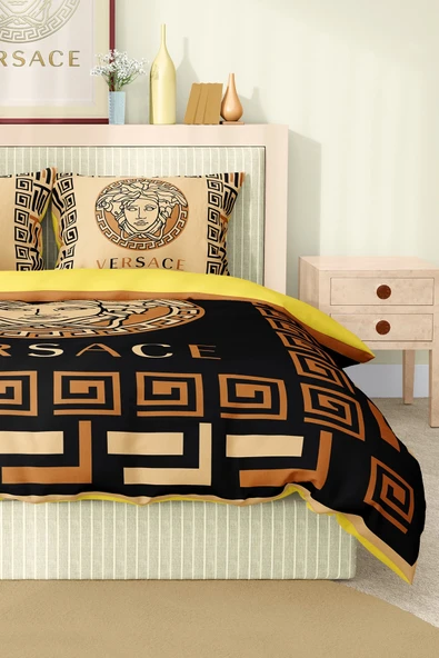 Marka Nevresim Takımı Çift Kişilik Pamuklu Saten Kumaş 6 Parça 3D Dijital Baskı Duvet Cover Set Model No:100 - 4