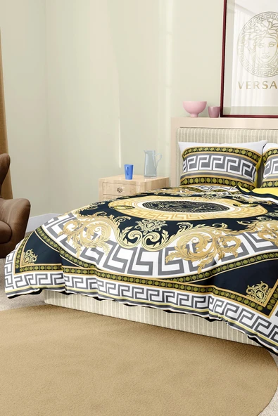 Nevresim Takımı Çift Kişilik Pamuklu Saten Kumaş 6 Parça 3D Dijital Baskı Duvet Cover Set Model No:91 - 3