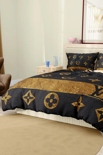 Marka Nevresim Takımı Çift Kişilik Pamuklu Saten Kumaş 6 Parça 3D Dijital Baskı Duvet Cover Set Model No:77 - 7