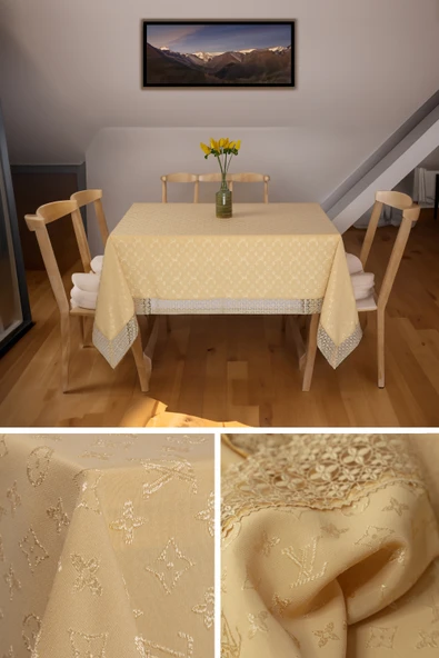 L.v Vuitton Masa Örtüsü 160*220 Cm "brode Güpürlü" Kdk Iplik Özel Jakar Dokuma Dertsiz Leke Tutmaz - 7