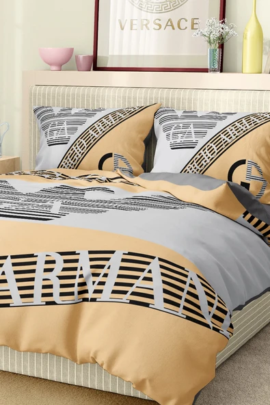 Marka Nevresim Takımı Çift Kişilik Pamuklu Saten Kumaş 6 Parça 3D Dijital Baskı Duvet Cover Set Model No:2 - 4