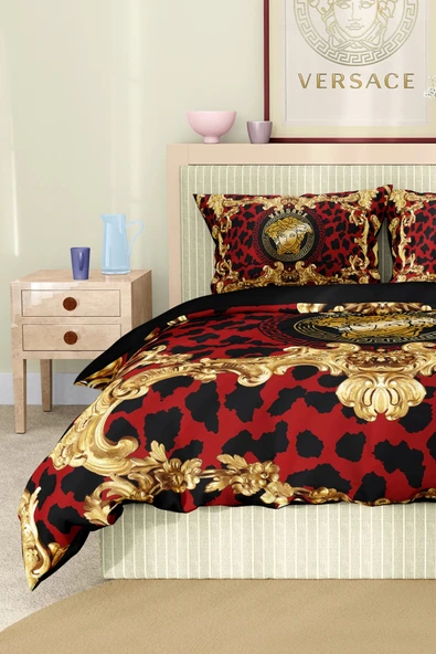 Marka Nevresim Takımı Çift Kişilik Pamuklu Saten Kumaş 6 Parça 3D Dijital Baskı Duvet Cover Set Model No:110 - 4