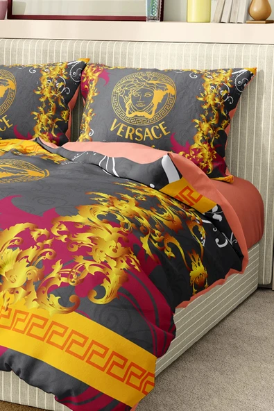Marka Nevresim Takımı Çift Kişilik Pamuklu Saten Kumaş 6 Parça 3D Dijital Baskı Duvet Cover Set Model No:117 - 5