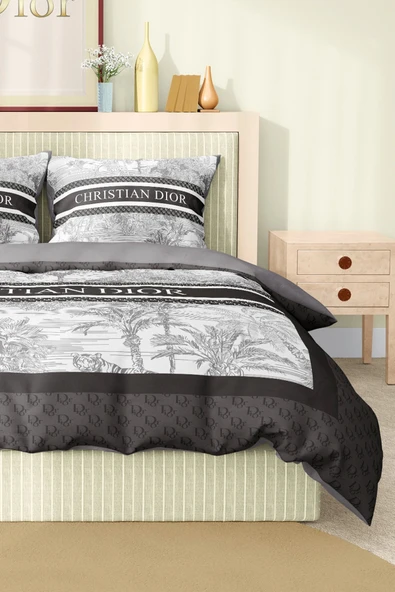 Marka Nevresim Takımı Çift Kişilik Pamuklu Saten Kumaş 6 Parça 3D Dijital Baskı Duvet Cover Set Model No:48 - 3