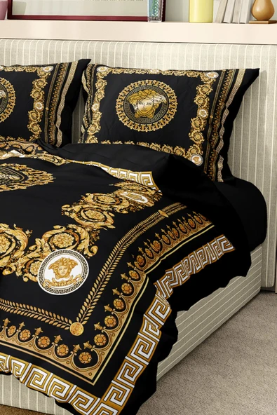 Nevresim Takımı Çift Kişilik Pamuklu Saten Kumaş 6 Parça 3D Dijital Baskı Duvet Cover Set Model No:108 - 4