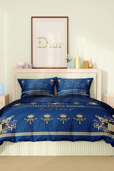 Marka Nevresim Takımı Çift Kişilik Pamuklu Saten Kumaş 6 Parça 3D Dijital Baskı Duvet Cover Set Model No:43 - 2