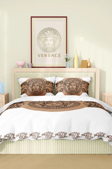 Marka Nevresim Takımı Çift Kişilik Pamuklu Saten Kumaş 6 Parça 3D Dijital Baskı Duvet Cover Set Model No:120 - 2