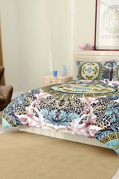 Marka Nevresim Takımı Çift Kişilik Pamuklu Saten Kumaş 6 Parça 3D Dijital Baskı Duvet Cover Set Model No:116 - 6