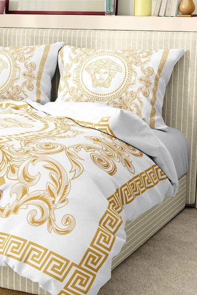Nevresim Takımı Çift Kişilik Pamuklu Saten Kumaş 6 Parça 3D Dijital Baskı Duvet Cover Set Model No:113 - 5