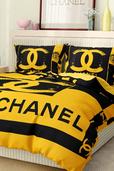 Marka Nevresim Takımı Çift Kişilik Pamuklu Saten Kumaş 6 Parça 3D Dijital Baskı Duvet Cover Set Model No:25 - 5