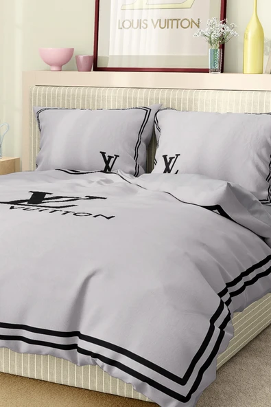 Marka Nevresim Takımı Çift Kişilik Pamuklu Saten Kumaş 6 Parça 3D Dijital Baskı Duvet Cover Set Model No:70 - 4