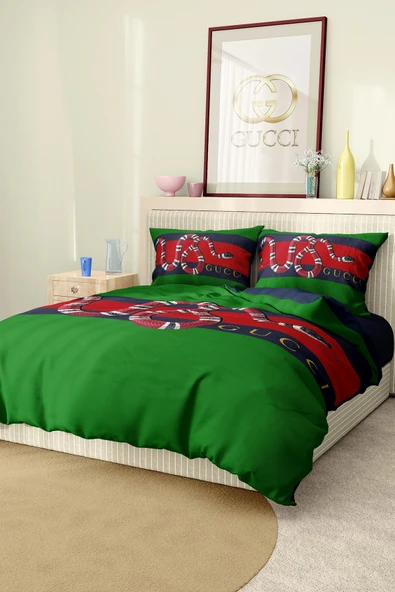 Marka Nevresim Takımı Çift Kişilik Pamuklu Saten Kumaş 6 Parça 3D Dijital Baskı Duvet Cover Set Model No:49