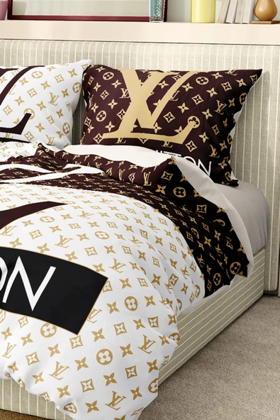 Nevresim Takımı Çift Kişilik Pamuklu Saten Kumaş 6 Parça 3D Dijital Baskı Duvet Cover Set Model No:69 - 4