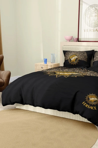 Nevresim Takımı Çift Kişilik Pamuklu Saten Kumaş 6 Parça 3D Dijital Baskı Duvet Cover Set Model No:109 - 7