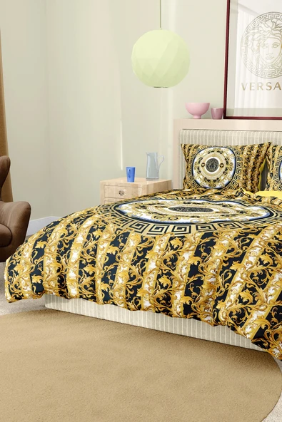 Marka Nevresim Takımı Çift Kişilik Pamuklu Saten Kumaş 6 Parça 3D Dijital Baskı Duvet Cover Set Model No:90 - 5