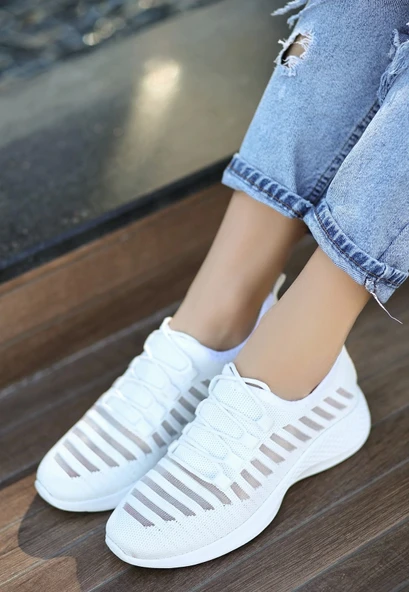 Wina Beyaz Triko Spor Ayakkabı - Resim 7