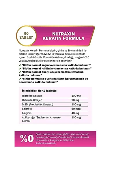 Nutraxin Keratin Formula 60 Tablet - 3