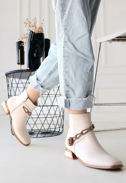 Roxani Bej Cilt Topuklu Bot - Resim 2