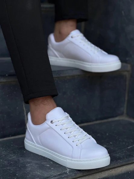 KB-BX1  Kuback Beyaz Cilt Yüksek Beyaz Taban Günlük Erkek Ayakkabı - Resim 3