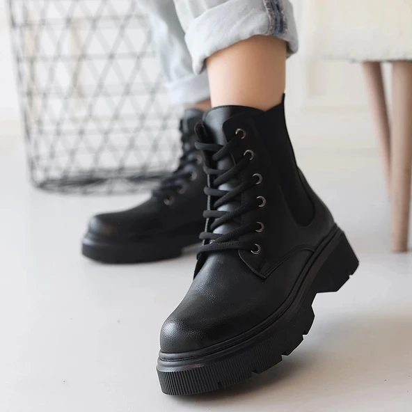 Daum Siyah Cilt Bağcıklı Bot - Resim 4